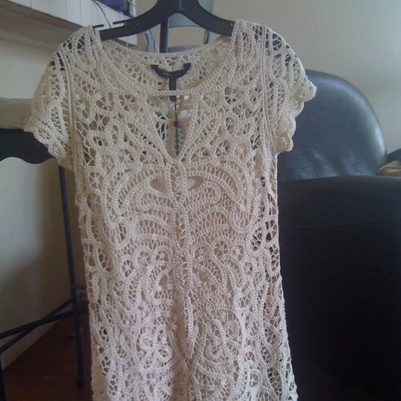 white christmas dresses Olive + Oak White and Black Crochet Maxi Dress